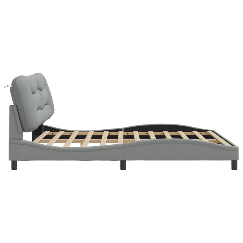 Bed Frame with LED without Mattress Dark Grey 183x203 cm King Fabric Payday Deals