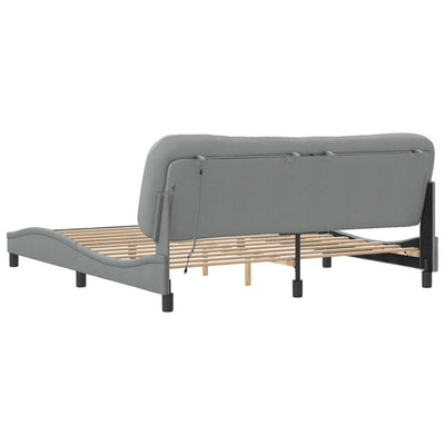 Bed Frame with LED without Mattress Dark Grey 183x203 cm King Fabric Payday Deals