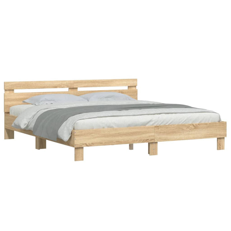 Bed Frame with LED without Mattress Sonoma Oak 183x203 cm King Payday Deals