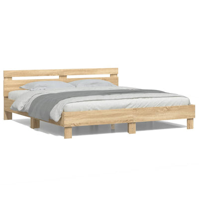 Bed Frame with LED without Mattress Sonoma Oak 183x203 cm King Payday Deals