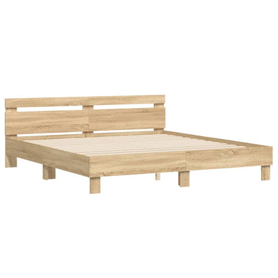 Bed Frame with LED without Mattress Sonoma Oak 183x203 cm King Payday Deals