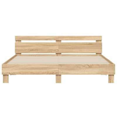 Bed Frame with LED without Mattress Sonoma Oak 183x203 cm King Payday Deals