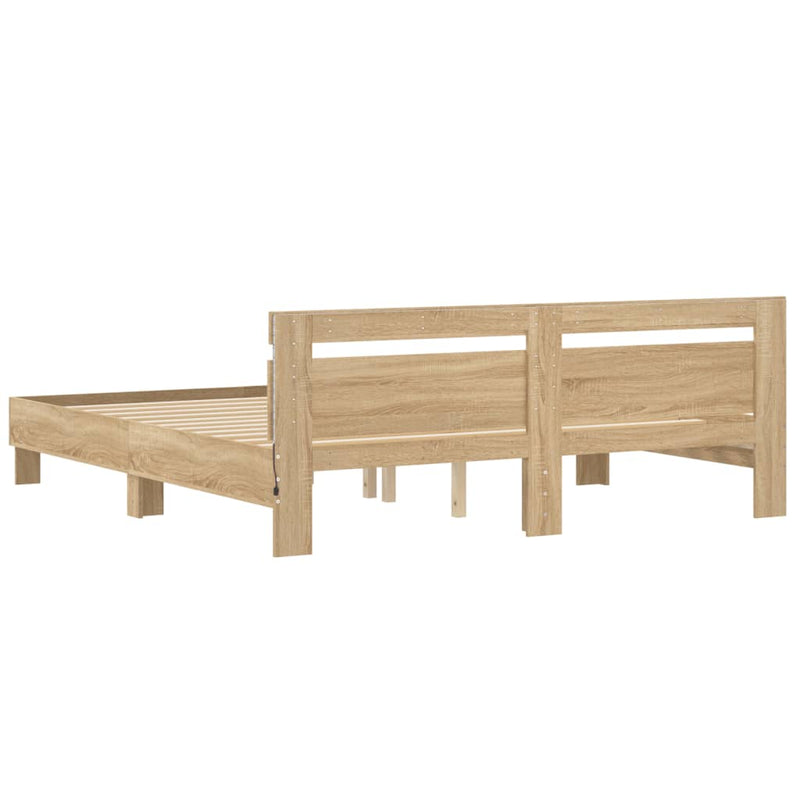 Bed Frame with LED without Mattress Sonoma Oak 183x203 cm King Payday Deals