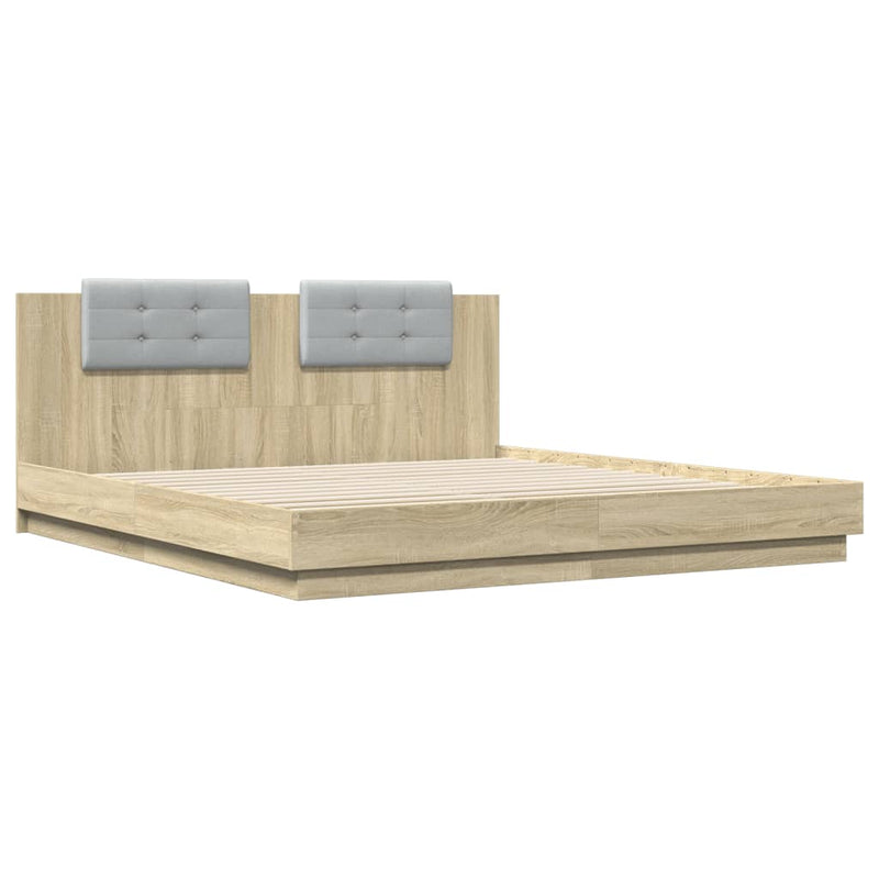 Bed Frame with LED without Mattress Sonoma Oak 183x203 cm King Payday Deals