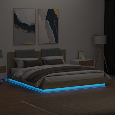 Bed Frame with LED without Mattress Sonoma Oak 183x203 cm King Payday Deals