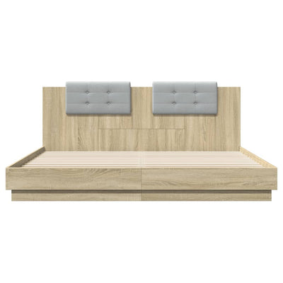Bed Frame with LED without Mattress Sonoma Oak 183x203 cm King Payday Deals