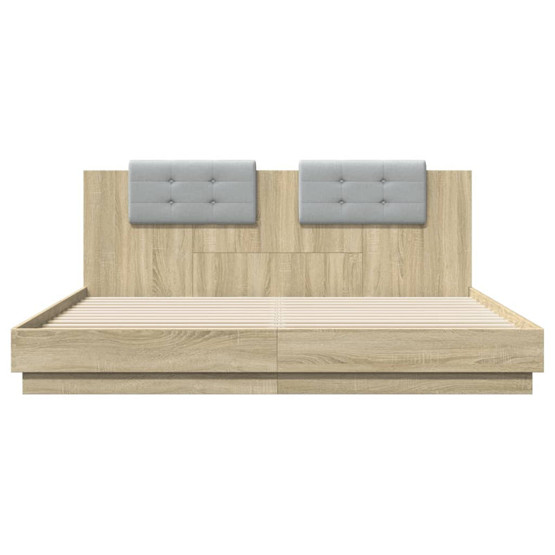 Bed Frame with LED without Mattress Sonoma Oak 183x203 cm King Payday Deals