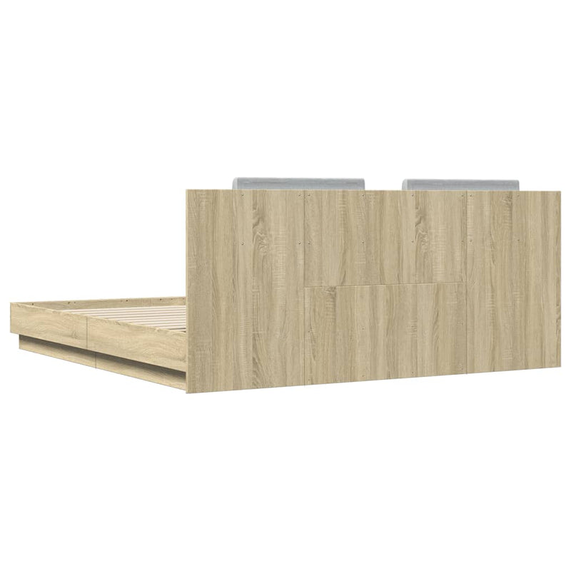 Bed Frame with LED without Mattress Sonoma Oak 183x203 cm King Payday Deals