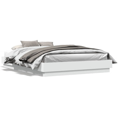 Bed Frame with LED without Mattress White 150x200 cm Payday Deals