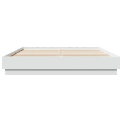 Bed Frame with LED without Mattress White 150x200 cm Payday Deals