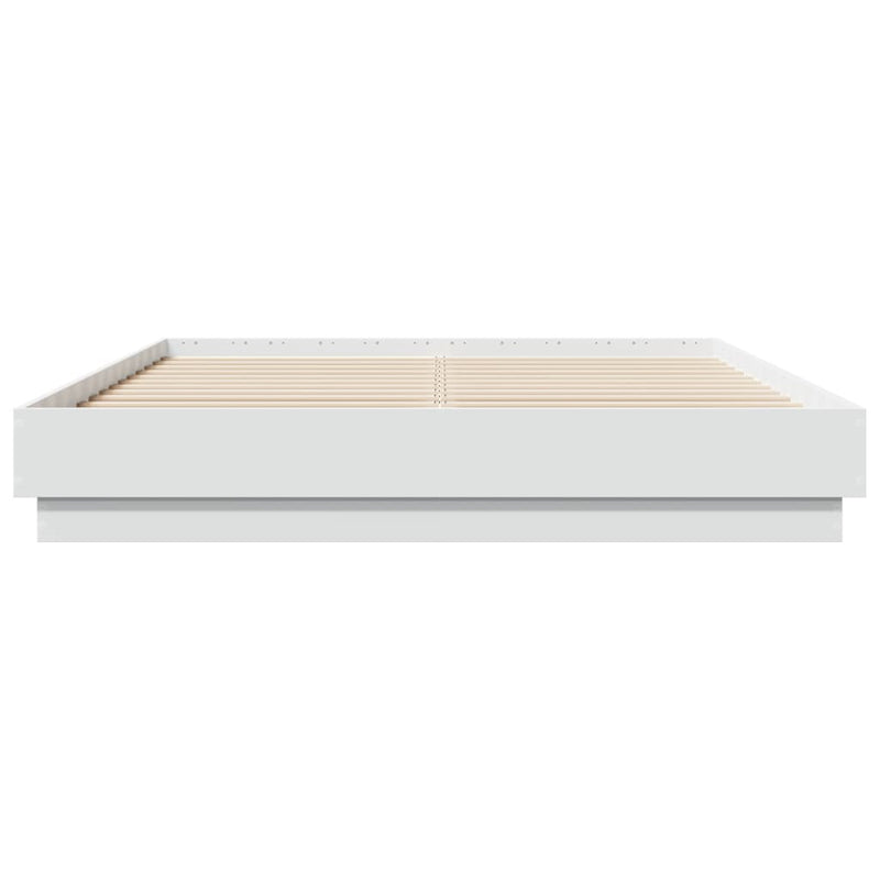 Bed Frame with LED without Mattress White 150x200 cm Payday Deals