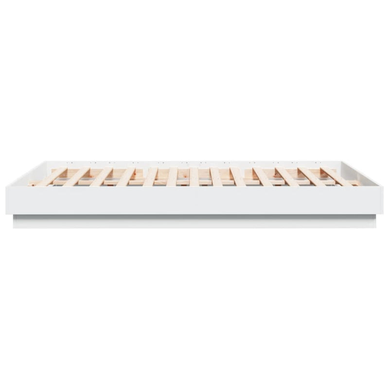 Bed Frame with LED without Mattress White 150x200 cm Payday Deals