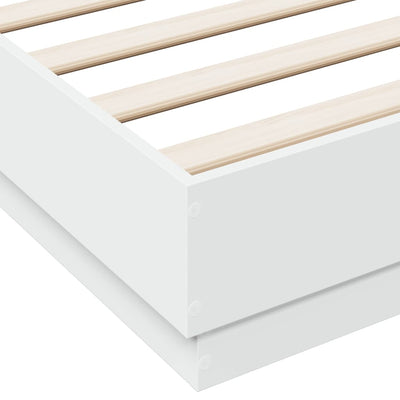 Bed Frame with LED without Mattress White 150x200 cm Payday Deals
