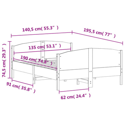 Bed Frame without Mattress 135x190 cm Solid Wood Pine Payday Deals