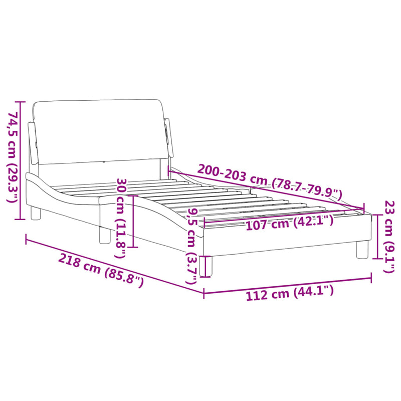 Bed Frame without Mattress Black 107x203 cm King Single Fabric Payday Deals