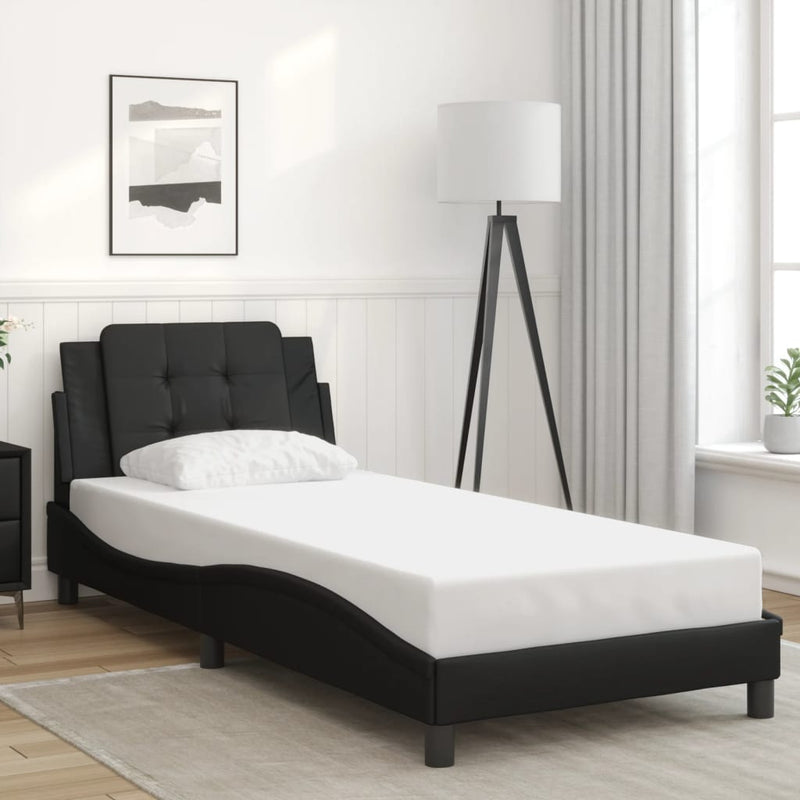 Bed Frame without Mattress Black 107x203 cm King Single Faux Leather Payday Deals