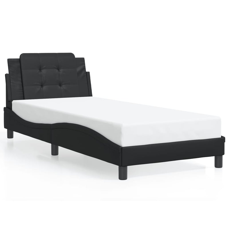 Bed Frame without Mattress Black 107x203 cm King Single Faux Leather Payday Deals