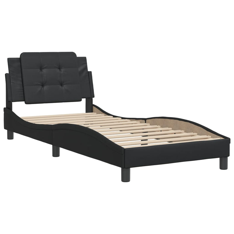 Bed Frame without Mattress Black 107x203 cm King Single Faux Leather Payday Deals