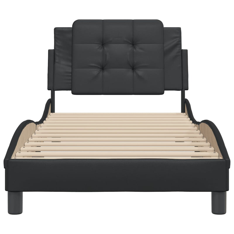 Bed Frame without Mattress Black 107x203 cm King Single Faux Leather Payday Deals