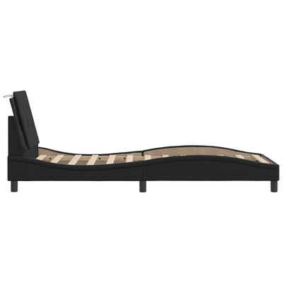 Bed Frame without Mattress Black 107x203 cm King Single Faux Leather Payday Deals
