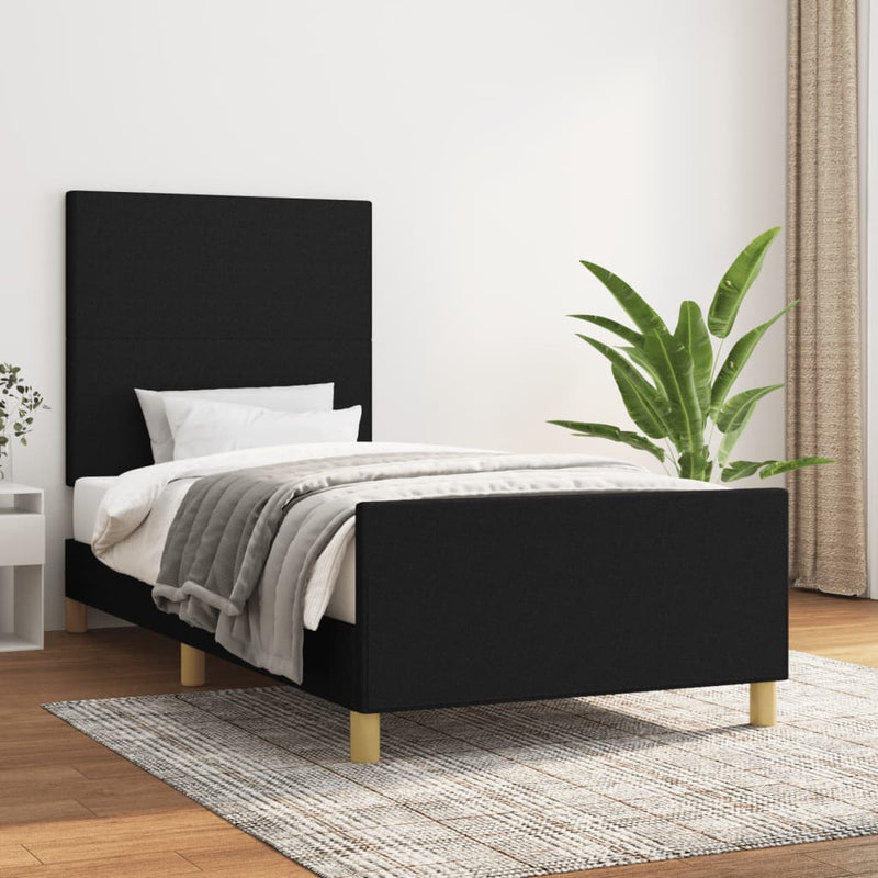 Bed Frame without Mattress Black 107x203 cm King Single Size Fabric Payday Deals
