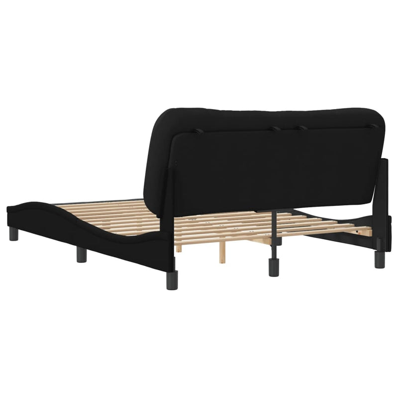 Bed Frame without Mattress Black 137x187 cm Double Fabric Payday Deals