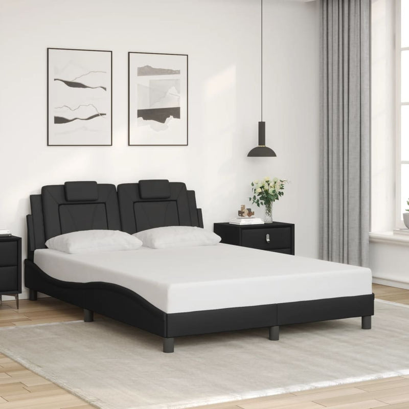 Bed Frame without Mattress Black 137x187 cm Double Faux Leather Payday Deals