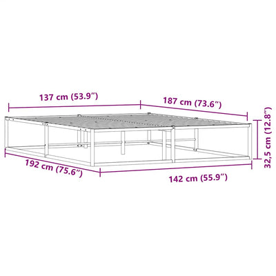 Bed Frame without Mattress Black 137x187 cm Double Metal Payday Deals