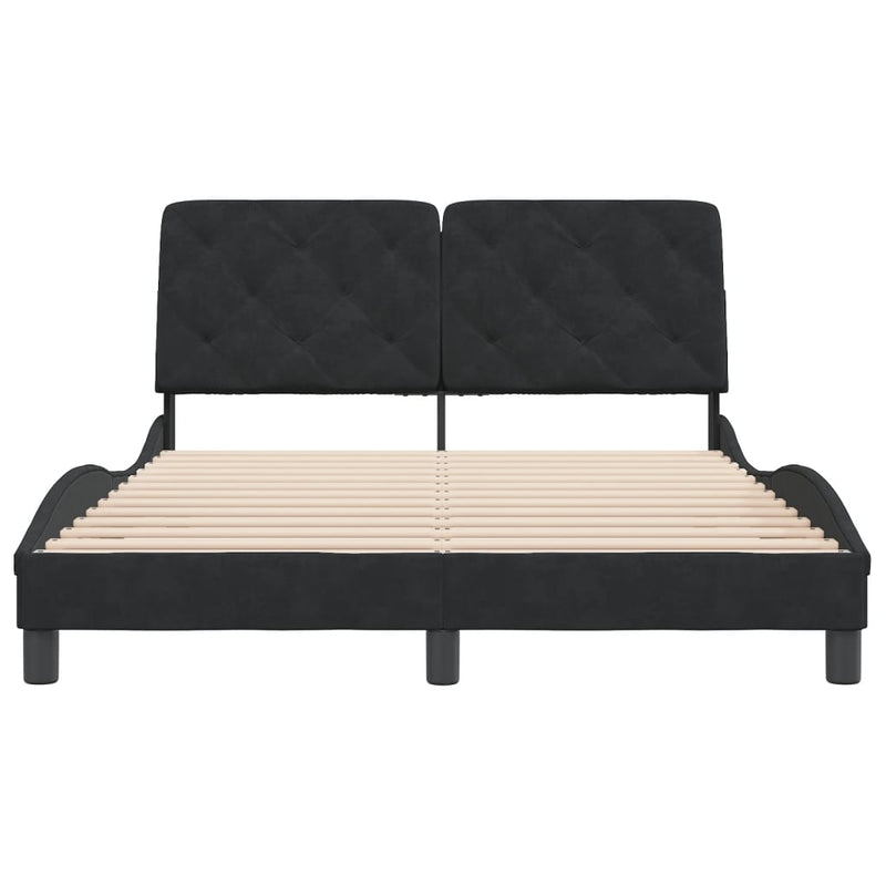 Bed Frame without Mattress Black 137x187 cm Double Velvet Payday Deals