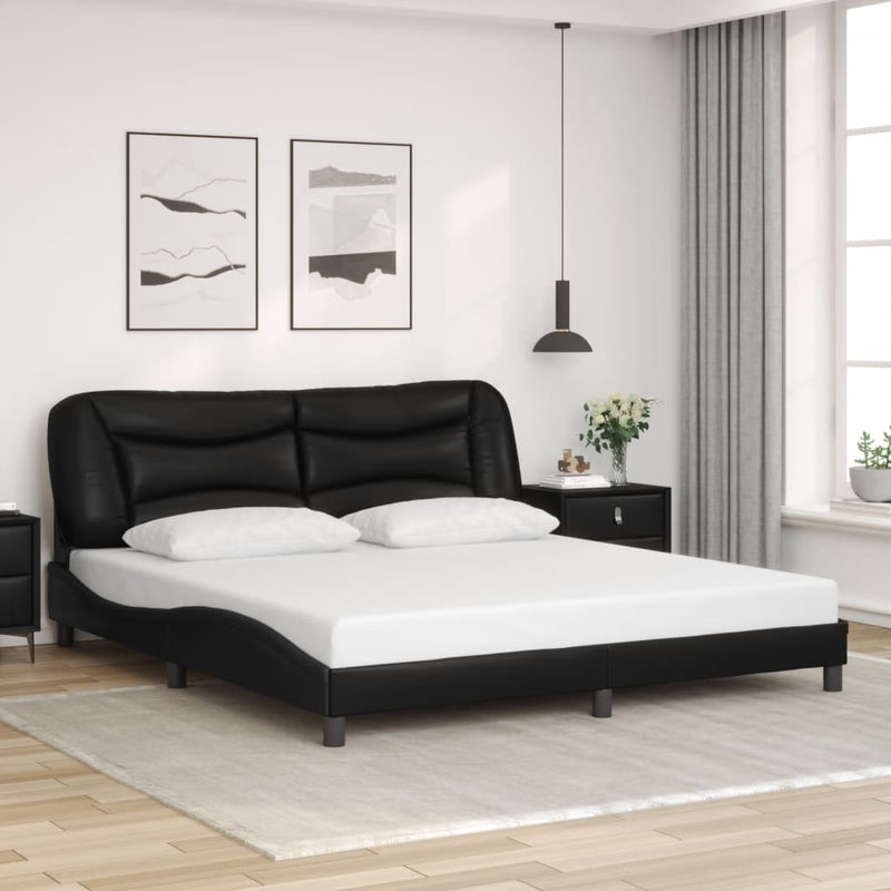 Bed Frame without Mattress Black 183x203 cm King Faux Leather Payday Deals