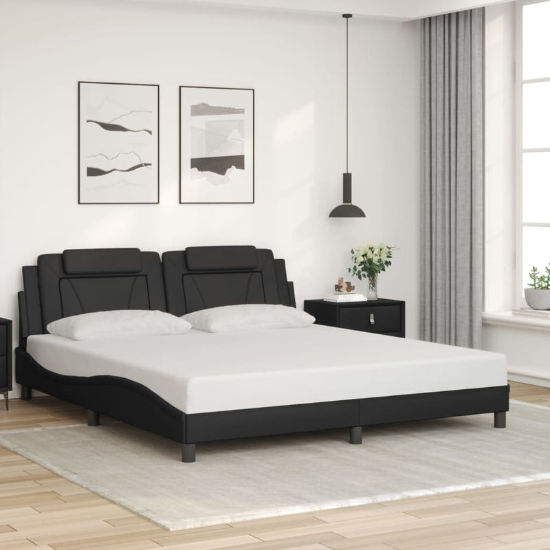 Bed Frame without Mattress Black 183x203 cm King Faux Leather Payday Deals