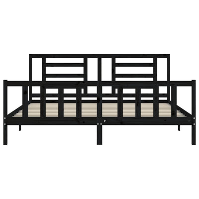 Bed Frame without Mattress Black 183x203 cm King Solid Wood Pine Payday Deals