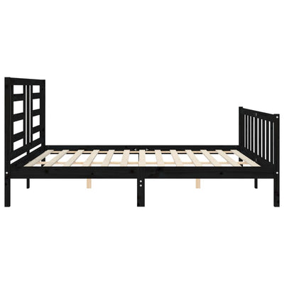 Bed Frame without Mattress Black 183x203 cm King Solid Wood Pine Payday Deals