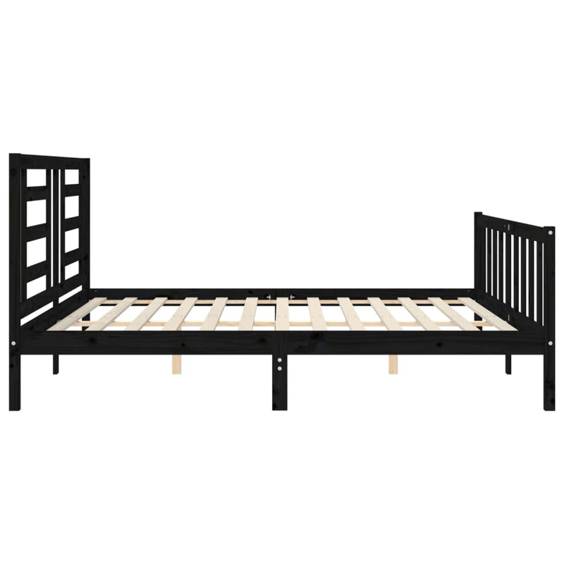 Bed Frame without Mattress Black 183x203 cm King Solid Wood Pine Payday Deals