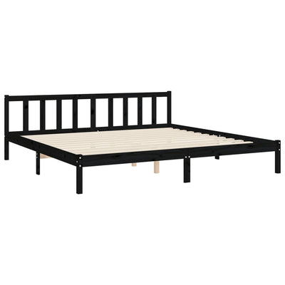 Bed Frame without Mattress Black 183x203 cm King Solid Wood Pine Payday Deals