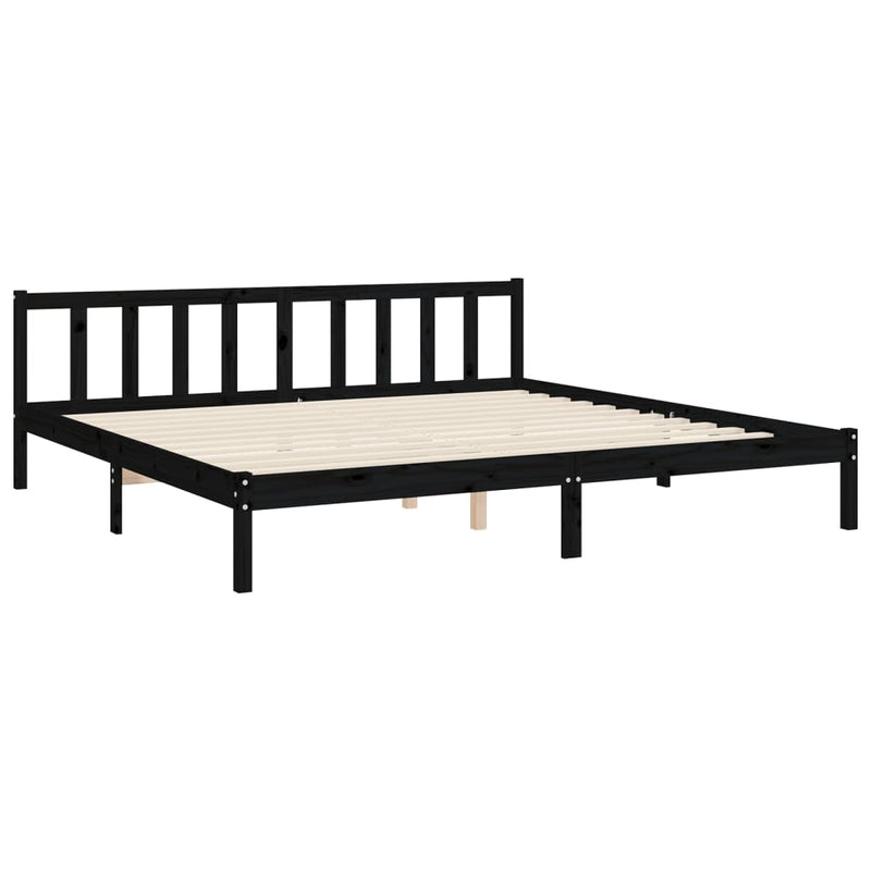 Bed Frame without Mattress Black 183x203 cm King Solid Wood Pine Payday Deals
