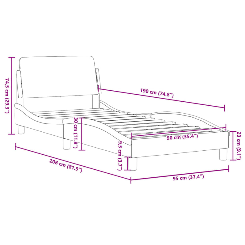Bed Frame without Mattress Black 90x190 cm Fabric Payday Deals
