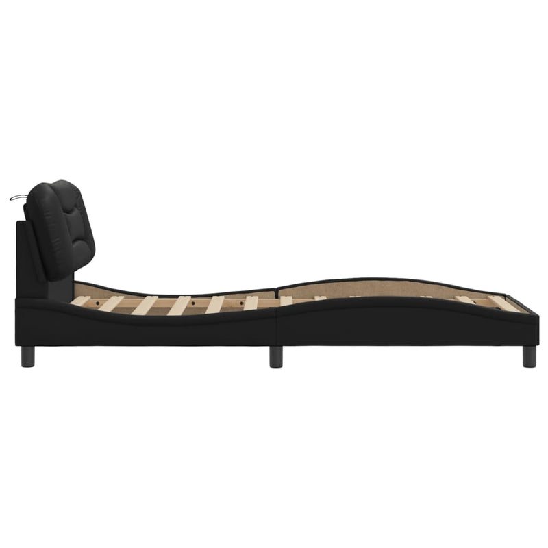 Bed Frame without Mattress Black 90x190 cm Faux Leather Payday Deals
