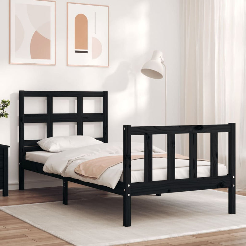 Bed Frame without Mattress Black 90x190 cm Solid Wood Pine Payday Deals