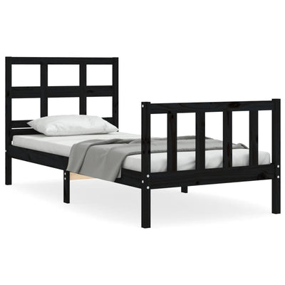 Bed Frame without Mattress Black 90x190 cm Solid Wood Pine Payday Deals