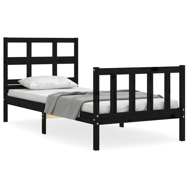 Bed Frame without Mattress Black 90x190 cm Solid Wood Pine Payday Deals