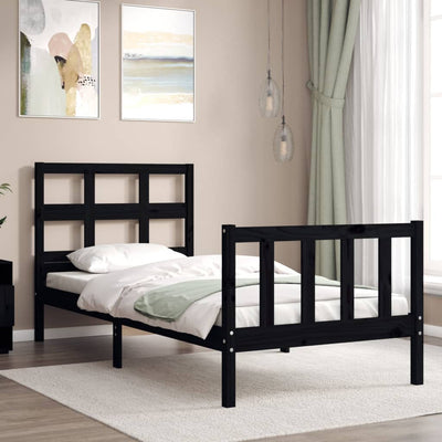 Bed Frame without Mattress Black 90x190 cm Solid Wood Pine Payday Deals