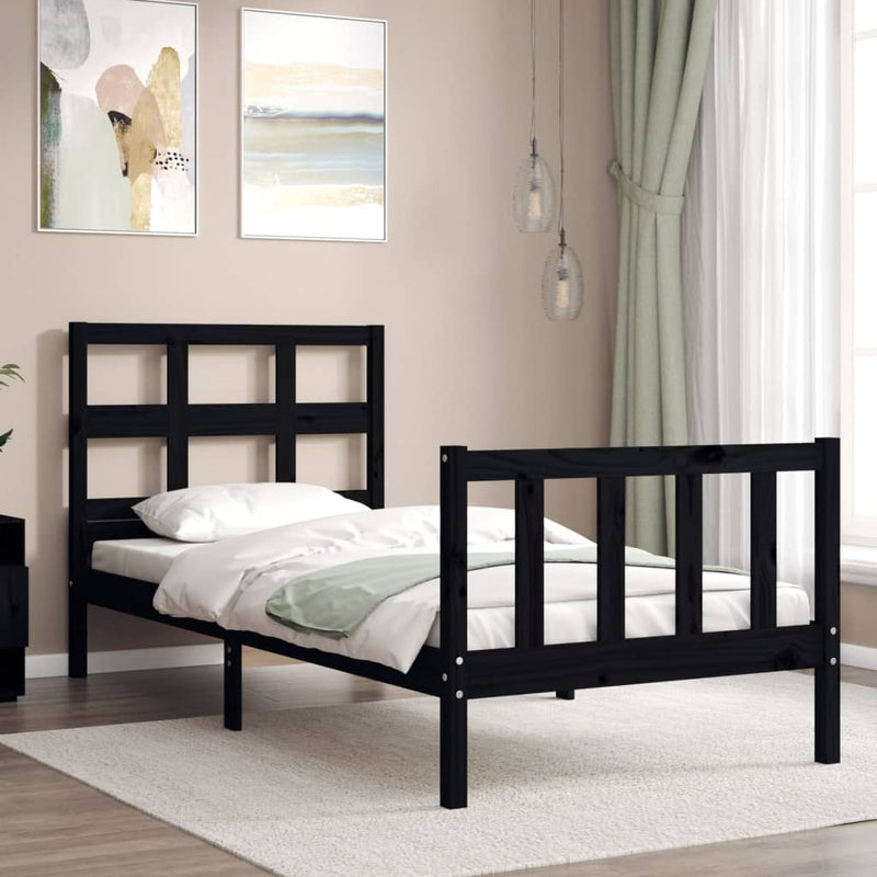 Bed Frame without Mattress Black 90x190 cm Solid Wood Pine Payday Deals