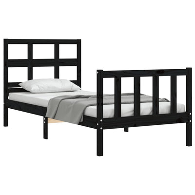 Bed Frame without Mattress Black 90x190 cm Solid Wood Pine Payday Deals