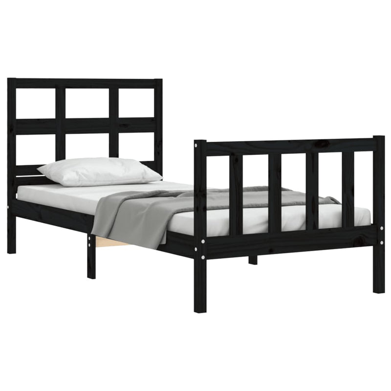 Bed Frame without Mattress Black 90x190 cm Solid Wood Pine Payday Deals