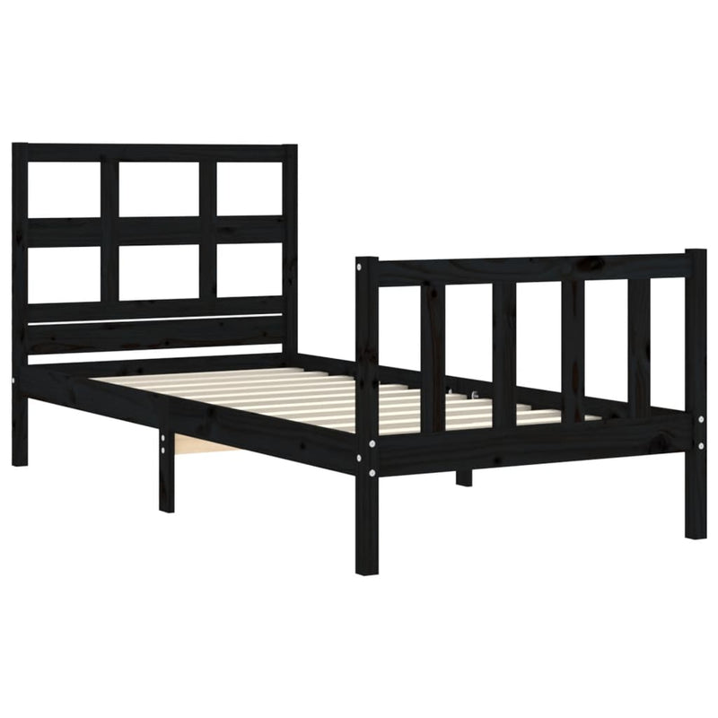 Bed Frame without Mattress Black 90x190 cm Solid Wood Pine Payday Deals
