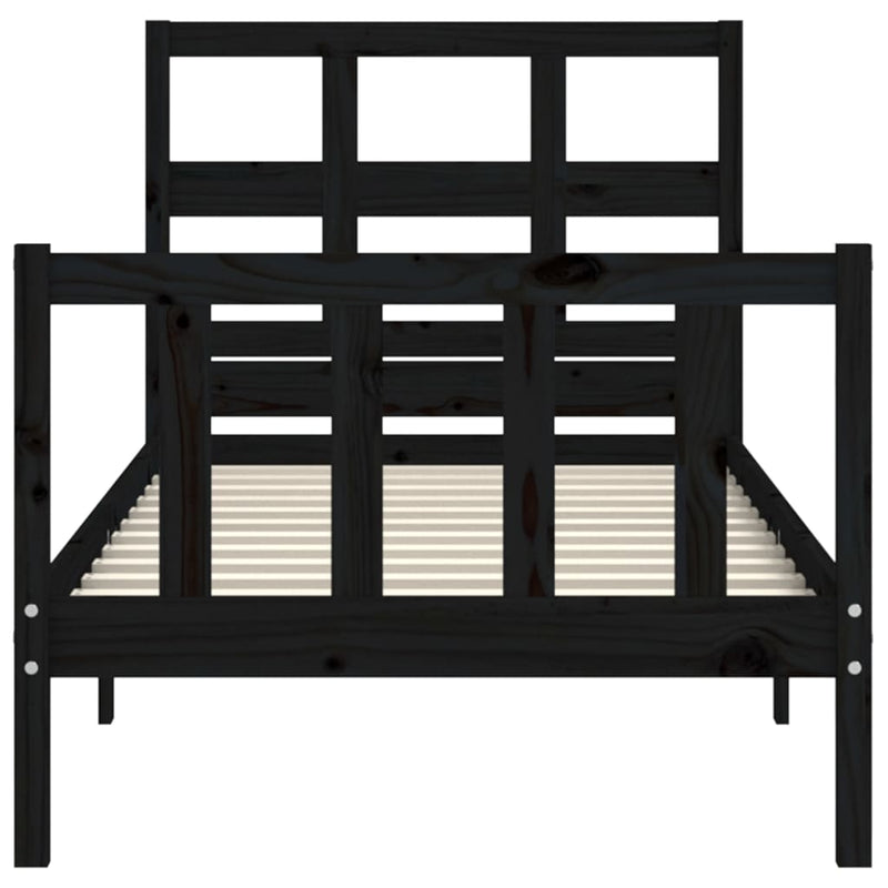 Bed Frame without Mattress Black 90x190 cm Solid Wood Pine Payday Deals