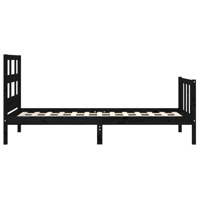 Bed Frame without Mattress Black 90x190 cm Solid Wood Pine Payday Deals