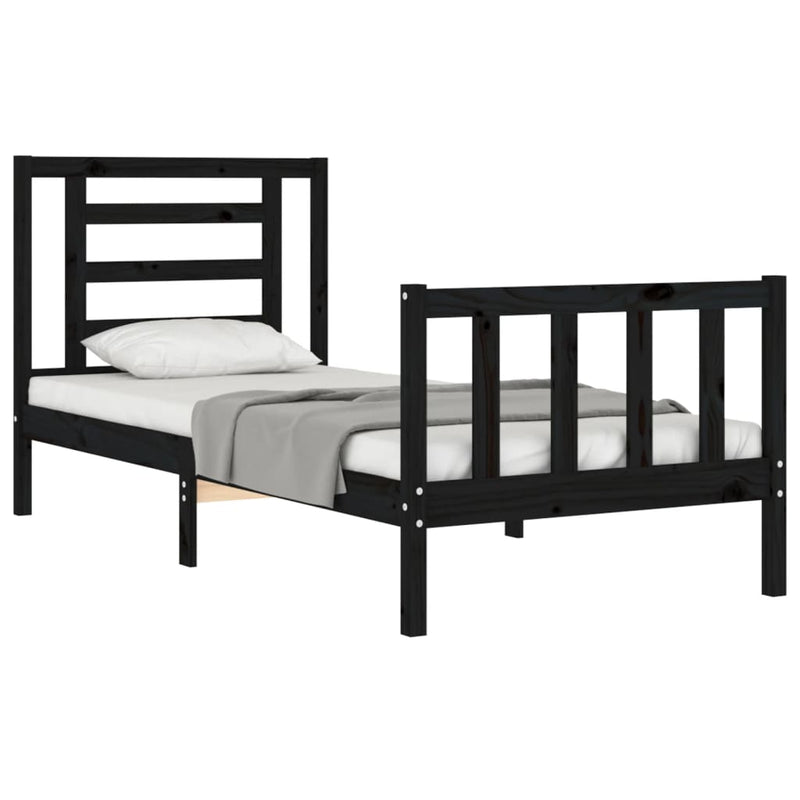 Bed Frame without Mattress Black 90x190 cm Solid Wood Pine Payday Deals