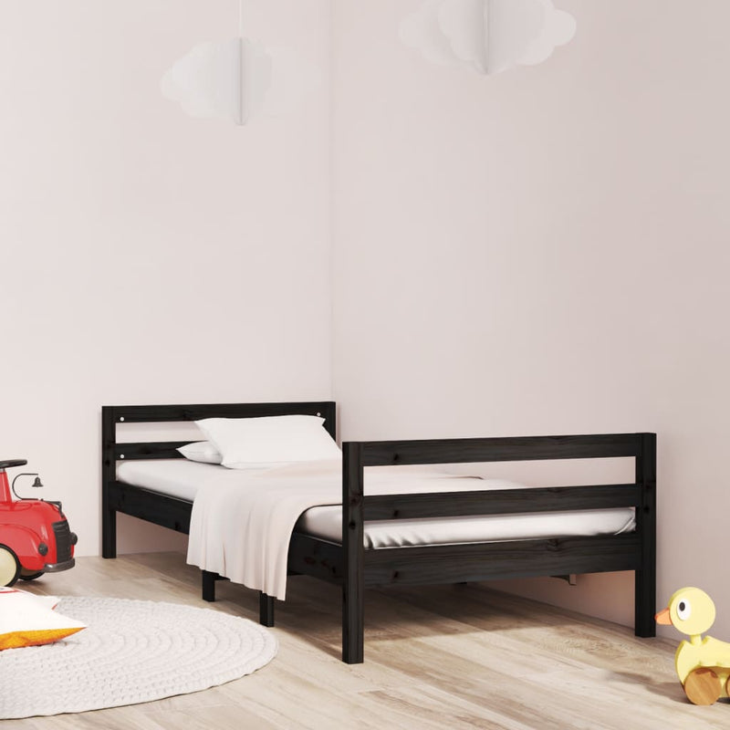 Bed Frame without Mattress Black 90x190 cm Solid Wood Pine Payday Deals